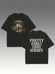 Fly "I Want Your Money" Hip-Hop Style T-Shirt, 100% Cotton, Double-Sided Print, Suitable For Men And Women, The Best Gift For Summer, Casual Short Sleeve T-Shirt - Premium Cotton T-Shirts With Graphic Print And Round Neck - Unisex Loose Fit T-Shirt, Comfortable, Urban Vintage Style. - 白色 - 查看 10