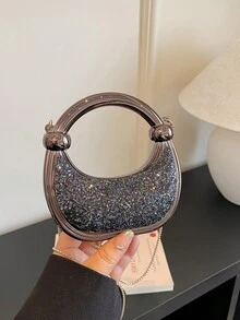 New Acrylic Mini Handbag, Fashion Clutch Purse, Personalized Crescent Moon Shaped Evening Bag With Chain Strap - Multicolor - View 6
