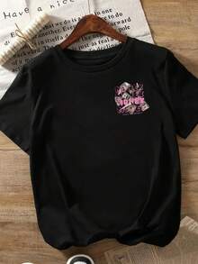 Camiseta Casual Negra de Manga Corta con Cuello Redondo para Mujer - Estampado Gráfico con la Palabra "MONEY" y el Símbolo del Dólar, Letras Rosadas y Blancas, Top de Moda Primavera Verano, Lavable a Máquina, Camisetas para Mujer, Estilo Streetwear, Camiseta de Impacto, Top Transpirable, Camiseta Estampada, Camiseta Y2k para Mujer - Blanco - Ver 3