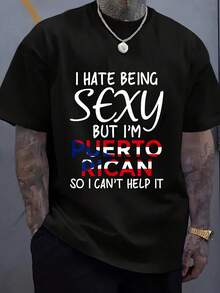 Camiseta divertida de Puerto Rico "Being Sexy"| Camiseta gráfica casual para mujer y hombre, camiseta de moda de manga corta, transpirable, que absorbe el sudor y es suave, adecuada para el viaje diario, relajarse en casa y uso casual| Estilo urbano para la fiesta de Año Nuevo 2026 - Negro - Ver 1