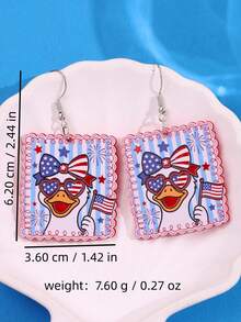 1 Pair Creative & Funny Unique Delicate Cute Cartoon Bow Tie Big Goose Acrylic Dangle Earrings, Suitable For Women's Daily Outfit, Holiday Party Jewelry - Multicolor - View 5