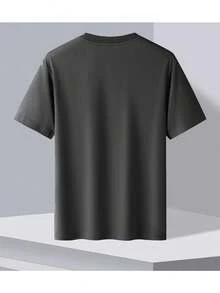 Men's Fashionable Solid Color Basic Short Sleeve Casual T-Shirt GRDR - Dark Grey - View 2