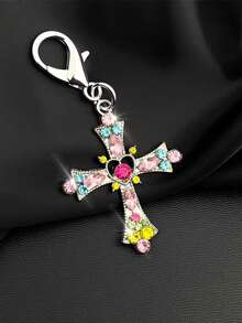 1pc/3pcs Elegant Crystal Cross Keychain, Metal Material, Suitable For Keys, Earphones, Bag Charms, Daily Wear Cross Pendant, Holiday Gift - Multicolor - View 7