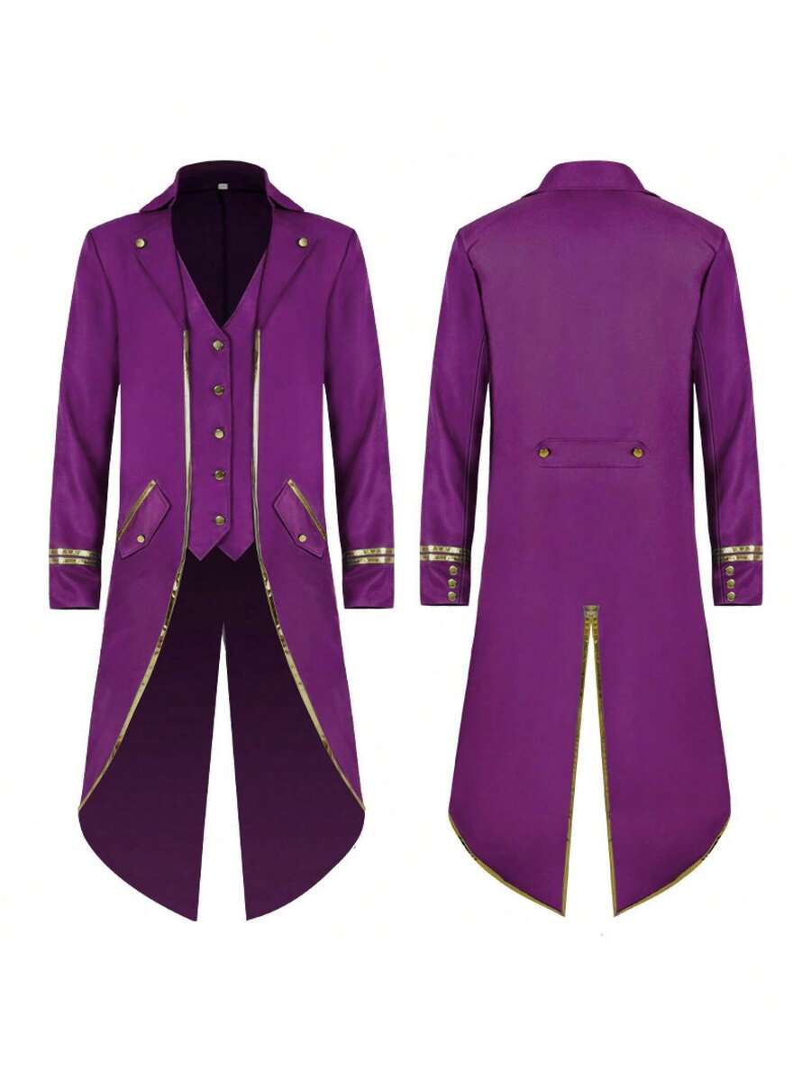 Cosplay Clothing - Gold-trimmed Tuxedo Purple - View 1