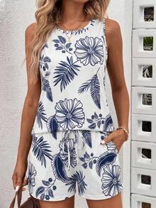 , Conjunto de 2 Piezas para Mujer, Camisola de Cuello Redondo con Estampado de Lunares y Pantalones Cortos, Ideal para Verano, Conjunto Casual de Dos Piezas para Salir. - Multicolor 24 - Ver 5