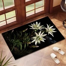 1pc Lily Flower Print Absorbent Mat/Drying Mat For Coffee Maker, Tableware - Polyester Absorbent Desktop Protective Mat With Rubber Anti-Slip Pad, For Kitchen Counter Decor, Home Bar And Dining Table - Multicolor - View 4