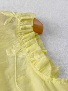 Camisa sin mangas de mujer con bordado y volantes - Amarillo claro - Ver 5