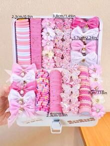 10/153pcs/Set Pink Rhinestone Flower Bow Hair Accessories Set - Suitable For Girls And Women, Daily Essential - Multicolor - View 8