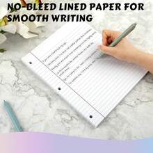 Loose Leaf Paper Wide Ruled Notebook Paper, 8" X 10.5" Lined Filler Paper For 3-Ring Binders, 3-Hole Punched Writing Paper-120 Sheets, White - 顏色B - 查看 4
