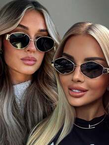 2 Cặp Kính Thời Trang Hình Bầu Dục Phong Cách Bohemian Cổ Điển, Kính Mắt Thời Trang Unisex, Phụ Kiện Chụp Ảnh Đường Phố Cao Cấp - Nhiều màu - Xem 2