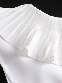DA FEN QI MI MA 1pc Detachable Ruffled Collar, White Chiffon Multi-Layer Collar Decor Suitable For Shirts And Dresses - White - View 8