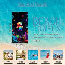 1pc Style Beach Towel, Super Absorbent Large Beach Blanket, Suitable For Travel, Swimming Pool, Diving, Surfing, Yoga, Camping, Available In Multiple Sizes, Beach Accessories - Cube Man - View 12