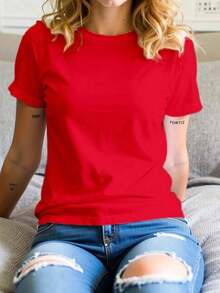 1 Piece Fashion Casual For Men And WomenPlayera camiseta básica mujer dama cuello redondo manga corta estampado GRAFICO DE LETRAS MAESTRA ENSEÑADORA TEACHER GRAPHIC |   Textura Suave Fortiz es versátil, fácil de combinar, adecuada para el uso diario, el estilo urbano, los conjuntos de vacaciones y la ropa de fin de semana. - Rojo - Ver 2