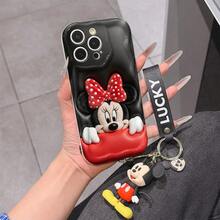 Disney Mickey Mouse Clubhouse Phone Case : 3D Fluffy Pattern Border Protector Phone Soft Phone Case With A Free Cute Mickey Bracelet Chain Lanyard, Mickey, Minnie, Goofy, Donald Duck, Daisy Duck, Pluto, For Apple 17 Promax 17 Pro 16 15 14 13 12 11 Pro Max XS Max X XR Soft Cover Summer Phone Case - trắng - Xem 1