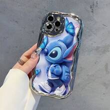 Disney Lilo & Stitch Phone Case, Cartoon Art Protective Cover. Compatible With IPhone 17, 16, 15, 14, 13, 12, 11 Pro Series, Featuring Stylish Stitch In Denim Jacket With Backpack Against A White Background With Blue Butterflies, Perfect For Animation Fans, Ideal For Birthdays, Holidays, Anniversaries, Graduation Gifts, Or Any Special Occasion To Surprise Family, Friends, Classmates, And Loved Ones. - 銀色 - 查看 5