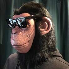 Black Fur Rubber Gorilla Mask Full Face Ape Headpiece Latex Monkey Mask Suitable For Halloween Cosplay Funny Animal Prop - Chimpanzees - View 3