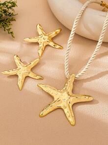 1 Set Summer Vacation Ocean Style Starfish Necklace, Earrings & Jewelry Set For Women - Big Starfish Set - View 3