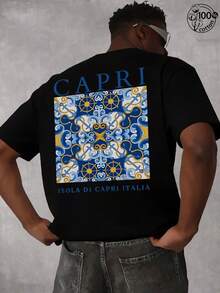 Camiseta de Cuello Redondo Estampada 100% Algodón para Hombre - Tela Ligera y Transpirable, Corte Clásico, Hombros Caídos - Ideal para Deportes de Verano, Vacaciones en la Playa o Salidas Casuales - Blanco - Ver 6