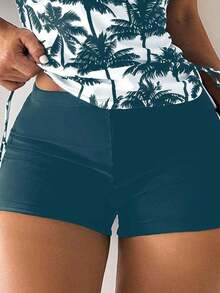 Bikini Estilo Chaleco Estampado Con Palmeras Para Mujer, Para Carnaval - Agua verde azul - Ver 4