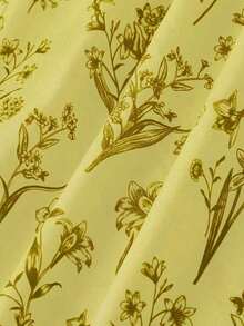 Vestido de verano con estampado floral elegante y lazo en la cintura para mujer - amarillo ganso - Ver 6