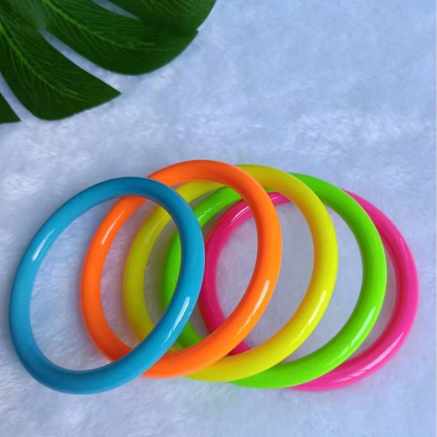 1 pieza/5 piezas Brazalete de plástico redondo de 0,75 cm, estilo de fiesta africana europea y americana - Multicolor 0,75 cm - Ver 1