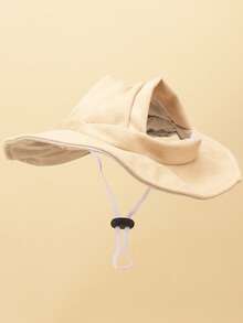 Sombrero de sol de poliéster con decoración de orejas lindas, ajustable anti-caída, protección solar, adecuado para perros de mascotas pequeñas para uso al aire libre en primavera, otoño e invierno - Caqui - Ver 7