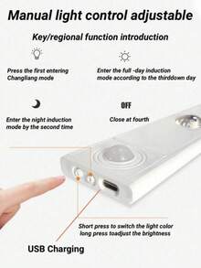 Đèn ngủ cảm biến chuyển động hình mắt mèo, sạc USB, đèn LED 3 màu điều chỉnh độ sáng, thích hợp cho nhà bếp, tủ quần áo, tủ đựng đồ, phòng ngủ, hành lang. - Nhiều màu - Xem 10