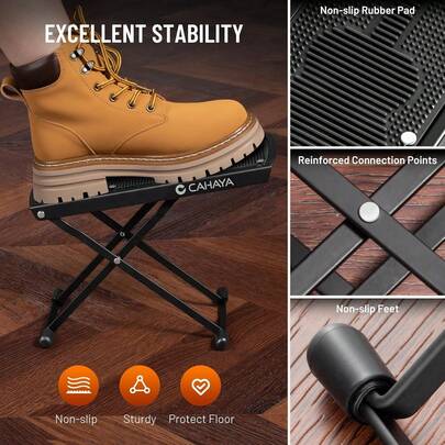 3-Leg Footrest Stand, Resting Stool, Nail Care Support, Guitar Foot Pedal, With Anti-Slip Rubber Pads, Foldable Metal Guitar Foot Stool, Suitable For Classical/Acoustic/Electric Guitar, Nail Care, Foot Massage, Height Adjustable, Super Sturdy
