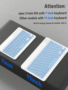 适用于 iPad 的无线键盘保护套，可拆卸皮革保护套带笔槽，支持自动睡眠/唤醒功能，可拆卸无线蓝牙键盘内置 150mAh 电池，纤薄轻巧支架式保护套 - 浅蓝色 - 淺藍色 - 查看 10