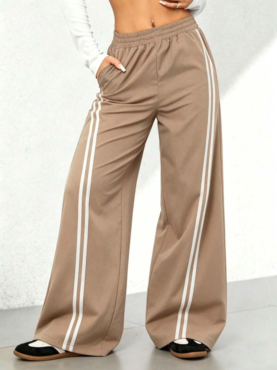 Pantalones rectos negros holgados y casuales de vacaciones para otoño e invierno - Óxido marrón - Ver 1