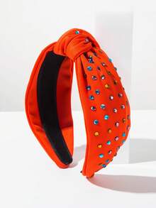1 pieza Diadema ancha de estilo barroco exagerado de moda coreana con cristales de colores y strass, adecuada para niñas que asisten a banquetes y fiestas (el color y la colocación de los cristales son aleatorios) Diadema para el cabello - FG160 Rojo - Ver 4