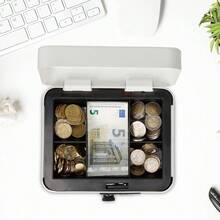 Geldkassette mit Zahlenschloss, Kombinationsschloss-Handtasche - mehrere Fächer, praktischer Griff, einziehbar, geeignet für Zuhause, Geschäft, Büro - perfekt zur Aufbewahrung von Bargeld, ideal für Kassierer, Veranstaltungen, Verkäufe und andere Anlässe. - A - Übersicht 2
