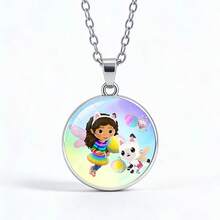 1pc Gabby Doll House Crystal Necklace, Gabby Pattern Alloy Pendant, Girl's Sweater Accessory, New Year/Valentine's Day/Easter Gift [Random Style] - Multicolor - View 7