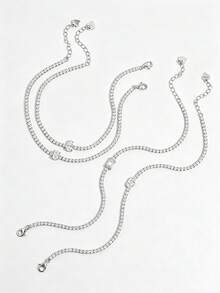 1 chiếc vòng tay sang trọng, lấp lánh, thanh lịch, tinh tế bằng bạc 925 đính đá Cubic Zirconia, thiết kế hình vuông và giọt nước, phù hợp cho nữ giới hẹn hò, dự tiệc, tiệc chiêu đãi, đeo hàng ngày, thể hiện sự quyến rũ, là món quà tuyệt vời. - Bạc - Xem 8