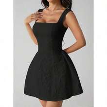 PETITE Women's Sleeveless Solid Color White Summer Midi Dress, Simple & Casual For Everyday Wear,Rave Outfits Festival,Summer Dresses For Women,White Dresses For Women - 黑色 - 查看 5