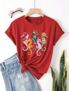 Printed T-Shirts With A Dark Style Retro Punk Design, Casual Short-Sleeved T-Shirts And Spring And Summer Fashion, 100% Cotton Women's T-Shirts. - 白色 - 查看 4