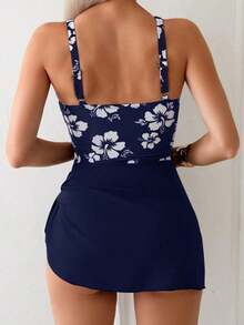 Swim Lushoire 1 pieza Traje de baño entero de unicolor para mujer, de moda para el verano - Azul - Ver 2