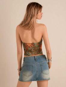 Top negro con tirantes de suspensión de cuello swing, azul claro - Multicolor - Ver 2