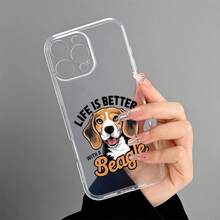 A Transparent Phone Case With A Beagle Dog Design Printed Using UV Technology, Suitable For Various Models, Including 16, 13, 12, 11 And 7/8. - 黑色 - 查看 7