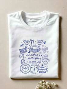 Preferiría ir de segunda mano - Camiseta, Camiseta con diseño estético de tienda de segunda mano, Camiseta de mujer amante de las antigüedades, Regalo para amantes de lo antiguo, Camisetas de manga corta Grandma Core Kitchen CG-244 - Blanco - Ver 1
