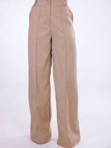 Wide-Leg Pants By Alntaria Risco Calca111114 - Beige - View 2