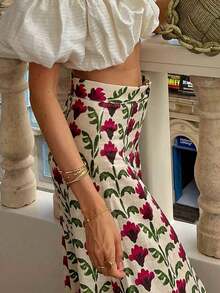 Falda bohemia para mujer con estampado floral diminuto, versátil, elegante y sexy, ideal para el estilo casual de la calle y de vacaciones en la playa, primavera/verano 2026 - Multicolor - Ver 5