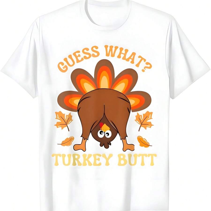 Divertido Acción de Gracias Lo que Turquía Butt T-Shirt - Blanco - Ver 1