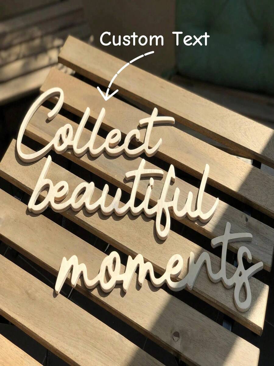 1pc Customized Wooden Wall Letter - Personalized Name Plate | Wedding Backdrop Decor | Handmade Wooden Plaque | Customizable Text And Font | Suitable For Home/Shop/Event Decoration - Multicolor - View 1