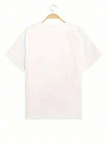 New Plus Size Casual T-Shirt For Women With Letter Print - Unisex Vintage Urban Style, Loose Fit, Pure Cotton, Short Sleeve, Round Neck - 白色 - 查看 2