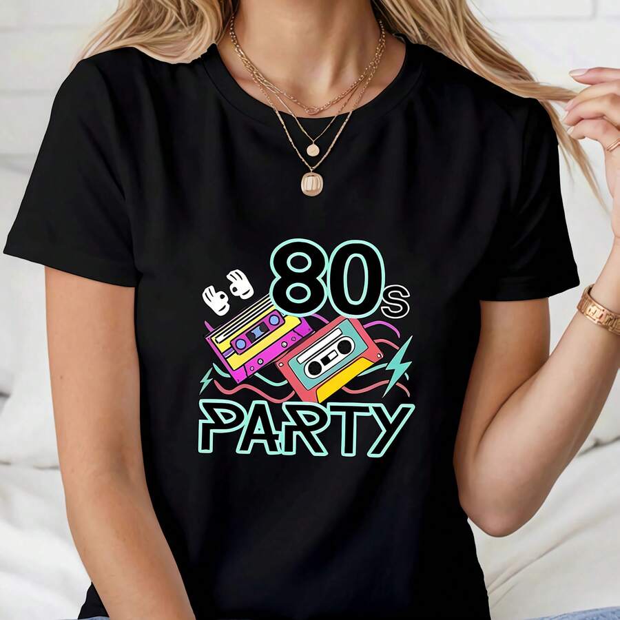 Women'S Fashion T-Shirts, Essentials in The Closet, Comfclothestable in All Seasons - Negro - Ver 1