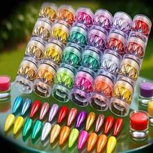 24 Colores Polvo de Uñas Metálico Espejo Neón, Juego de Accesorios Multiusos de Decoración de Arte de Uñas Camaleón Aurora - Multicolor - Ver 10