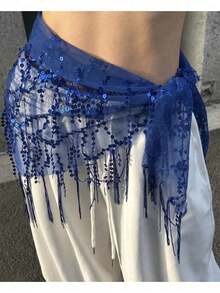 1件女款三角肚舞服裝，附亮片流蘇裙腰帶，適用於舞蹈表演、嘉年華、派對、夜店、海灘、異國風情裝飾、波希米亞、復古風格 - 彩色 - 查看 18