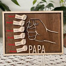 1pc Creative Father's Day Wooden Decorative Hanging Ornament, Fist Design Wall Art, Personalized Wooden Home Decor, "Dad" Birthday Gift, Father's Day Gift, New Dad Gift, Father-Daughter Gift - Multicolor - View 7
