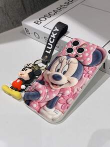 Disney Mickey Mouse Clubhouse Phone Case : 3D Fluffy Pattern Border Protector Phone Soft Phone Case With A Free Cute Mickey Bracelet Chain Lanyard, Mickey, Minnie, Goofy, Donald Duck, Daisy Duck, Pluto, For Apple 17 Promax 17 Pro 16 15 14 13 12 11 Pro Max XS Max X XR Soft Cover Summer Phone Case - 白色 - 查看 7